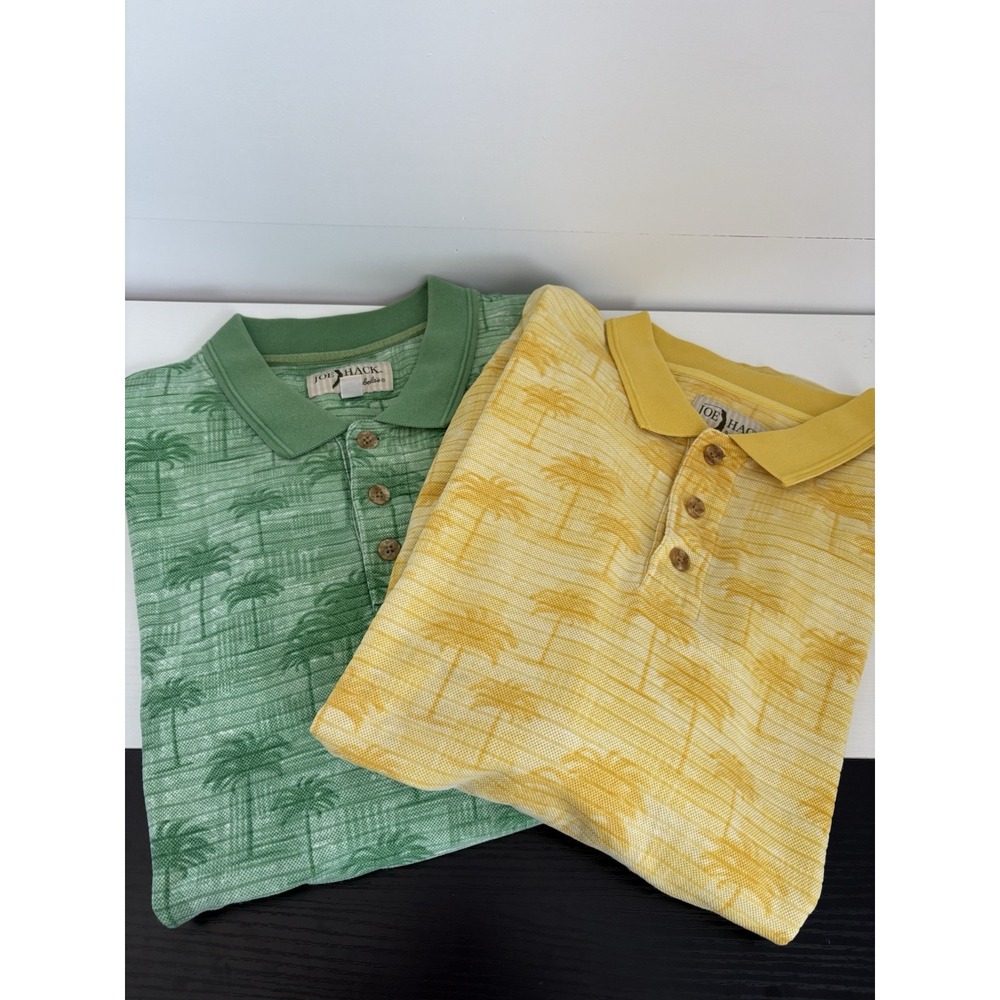 Joe Hack By Cabela's 100% Cotton Golf Polo Shirts AOP Palm Trees  Lot of 2 beach